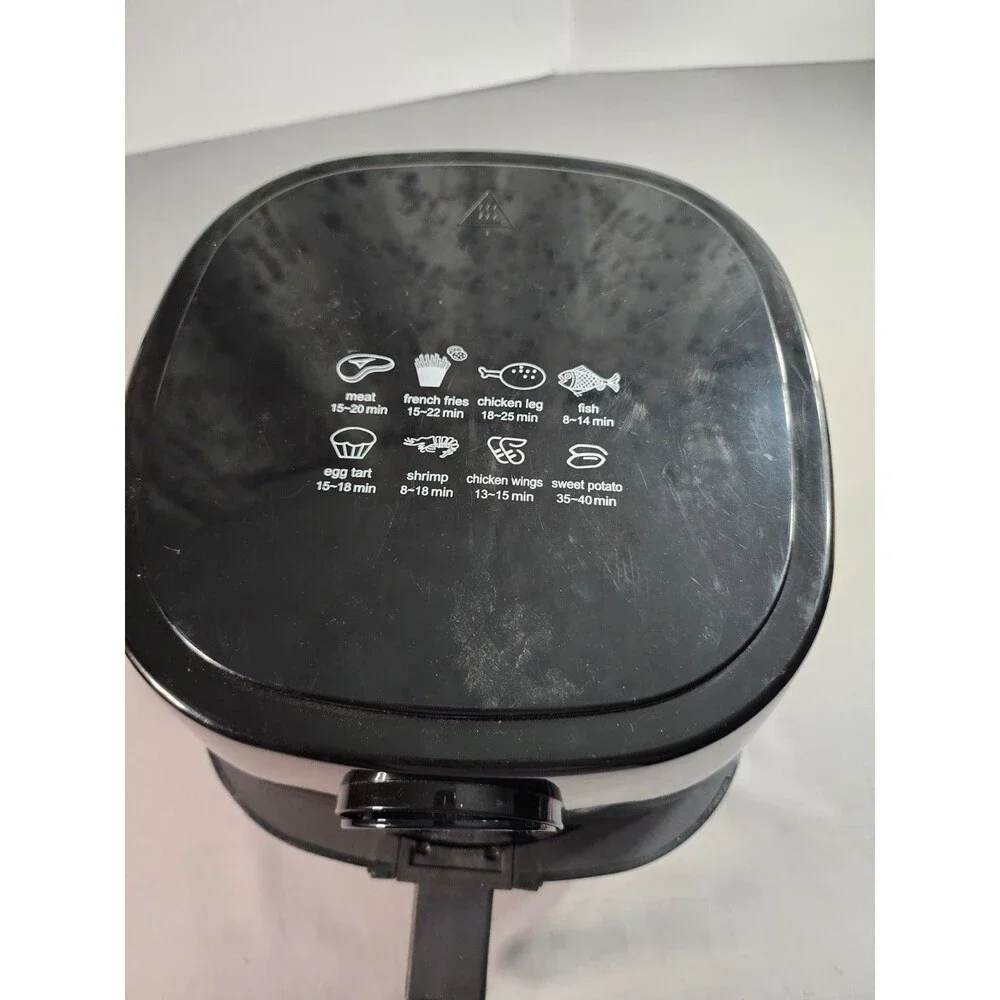 Black & Gold Compact Electric Air Fryer Removable Basket Countertop Kitchen...